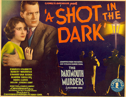 Title card for "A Shot in the Dark" starring Charles Starrett and Marion Shilling.