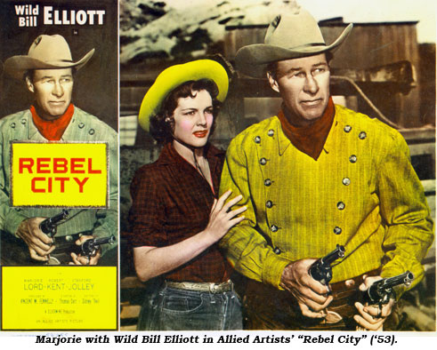Marjorie with Wild Bill Elliott in Allied Artists' "Rebel City" ('53).