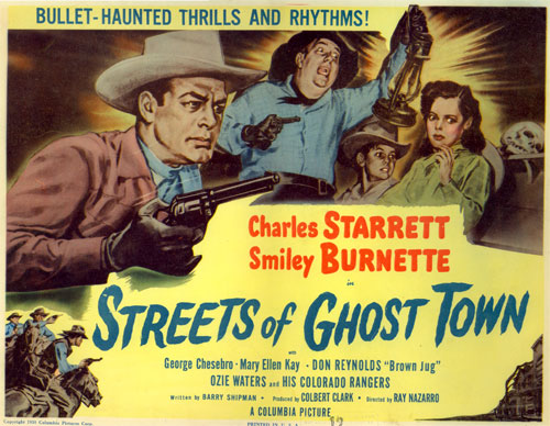 Title card to "Streets of Ghost Town" starring Charles Starrett.