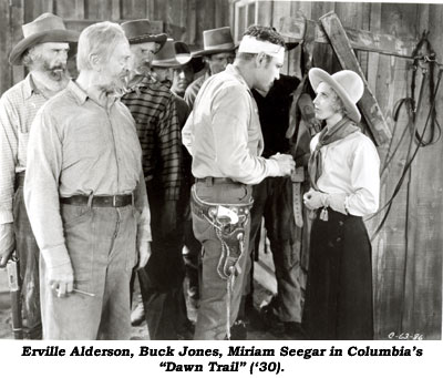 Erville Alderson, Buck Jones, Miriam Seegar in Columbia's "Dawn Trail" ('30).