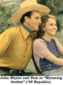 John Wayne and Pam in "Wyoming Outlaw" (;39 Republic).