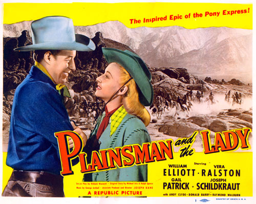 Title Card for "Plainsman and the Lady" with William Elliott and Vera Ralston.