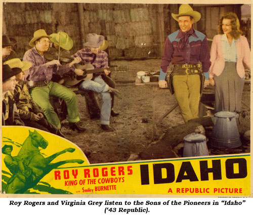 Roy Rogers and Virginia Grey listen to the Sons of the Pioneers in "Idaho" ('43 Republic).