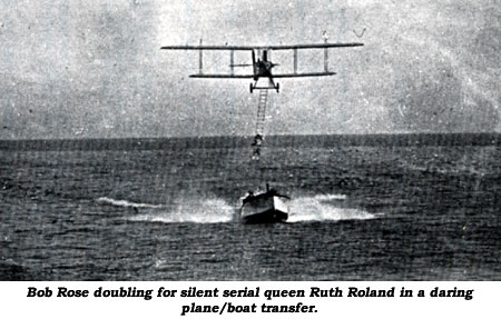 Bob Rose doubling for silent serial queen Ruth Roland in a daring plane/boat transfer.