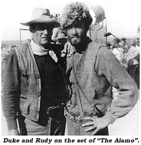 Duke and Rudy on the set of "The Alamo".