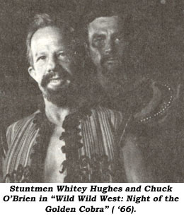 Stuntmen Whitey Hughes and Chuck O'Brien in "Wild Wild West: Night of the Golden Cobra" ('66).