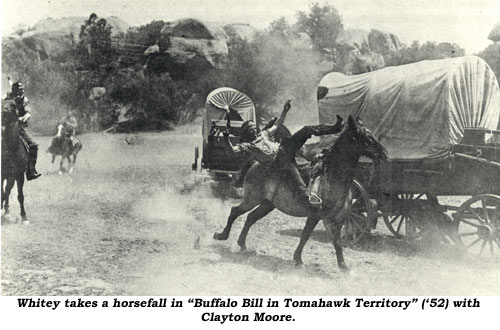 Whitey takes a horsefall in "Buffalo Bill in Tomahawk Territory" ('52) starring Clayton Moore.