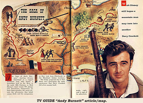 TV GUIDE "Andy Burnett" article/map.