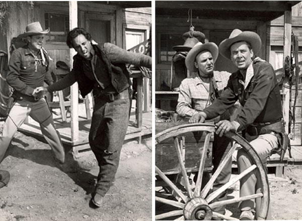 Two photos from Russell Hayden's personal collection. One-Russell fights with badguy from "Cowboy G-Men". Two Russell and Jackie Coogan from "Cowboy G-Men".