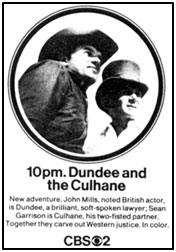 TV GUIDE ad for "Dundee and the Culhane".