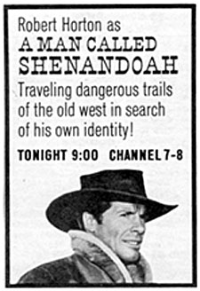 TV GUIDE ad for "Man Called Shenandoah" starring Robert Horton.