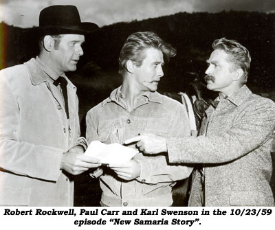 Robert Rockwell, Paul Carr and Karl Swenson in the 10/23/59 episode of "Man From Blackhawk" "New Samaria Story".