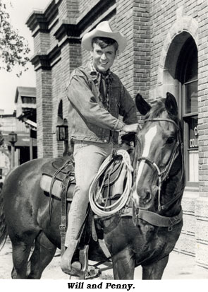 Sugarfoot (Will Hutchins) on his horse Penny.