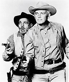 Frank McGrath as Charlie Wooster and Terry Wilson as Bill Hawks on "Wagon Train".