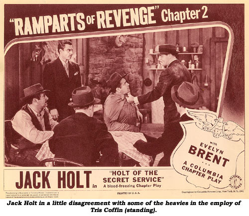 Jack Holt in a little disagreement with some of the heavies in the employ of Tris Coffin (standing).