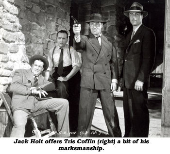 Jack Holt offers Tris Coffin (right) a bit of his marksmanship.