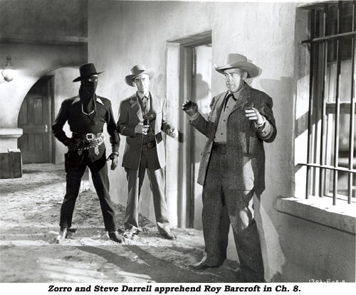Zorro and Steve Darrell apprehend Roy Barcroft in Ch. 8.