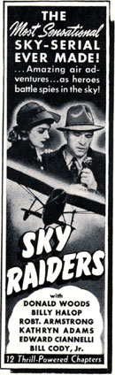 Newspaper ad for "Sky Raiders".
