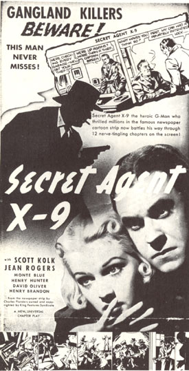 Newspaper ad for "Secret Agent X-9".