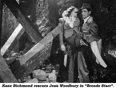 Kane Richmond rescues Joan Woodbury in "Brenda Starr".
