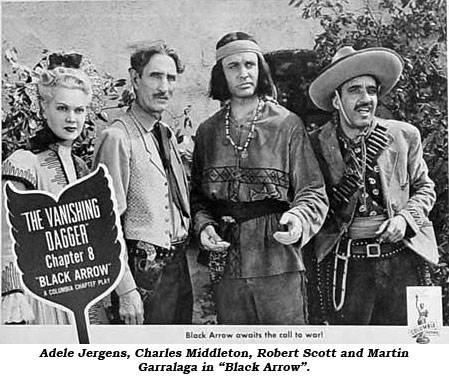 Adele Jergens, Charles Middleton, Robert Scott and Martin Garralaga in "Black Arrow".