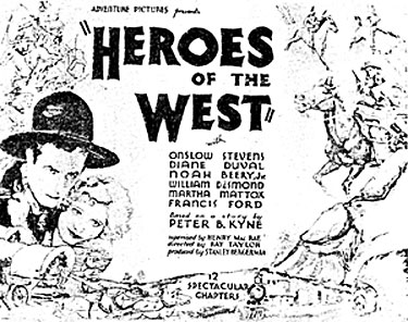 Newspaper ad for "Heroes of the West" serial.