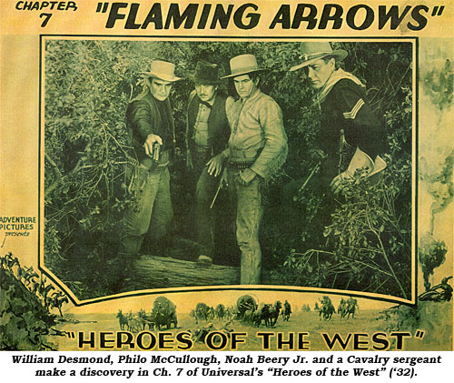 William Desmond, Philo McCullough, Noah Beery Jr. and a Cavalry sergeant make a discovery in Ch. 7 of Universal's "Heroes of the West" ('32).