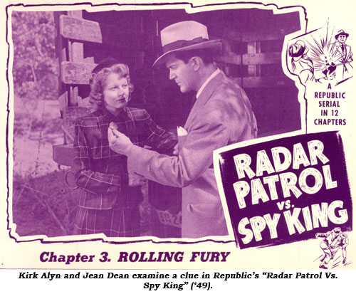 Kirk Alyn and Jean Dean examine a clue in Republic's "Radar Patrol Vs. Spy King" ('49).