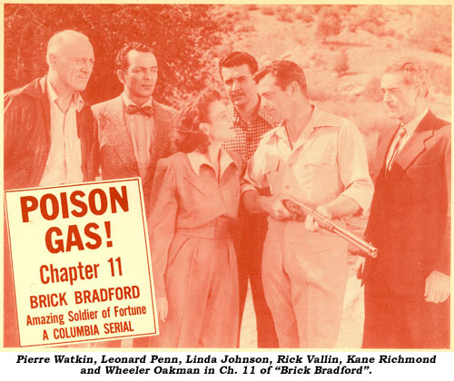 Pierre Watkin, Leonard Penn, Linda Johnson, Rick Vallin, Kane Richmond and Wheeler Oakman in Ch. 11 of "Brick Bradford".
