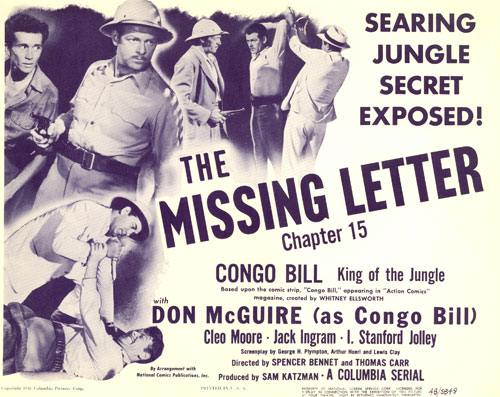 Title Card for Chapter 15 of "Congo Bill", "The Missing Letter".