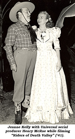 Jeanne Kelly with Universal serial producer Henry McRae while filming "Riders of Death Valley" ('41).