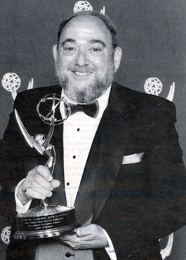 Larry Stewart as the 1995 receipent of the Syd Cassyd Founders Emmy Award for long and distinguished service to the Academy of Television Arts and Sciences. Stewart was a past president and earlier co-starred in Columbia serials “Captain Video” (‘51) and “Black Hawk” (‘52).