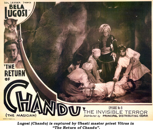 Lugosi (Chandu) is captured by Ubasti master priest Vitras in "The Return of Chandu".