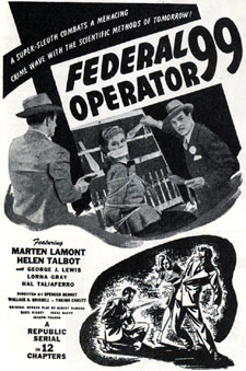Newspaper ad for "Federal Operator 99" serial.