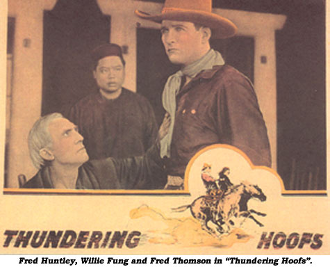 Fred Huntley, Willie Fung and Fred Thomson in "Thundering Hoofs".