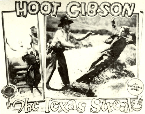 Title card for "The Texas Streak" starring Hoot Gibson.