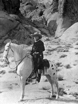 Jack Hoxie on Scout in the Alabama Hills of Lone Pine, California.