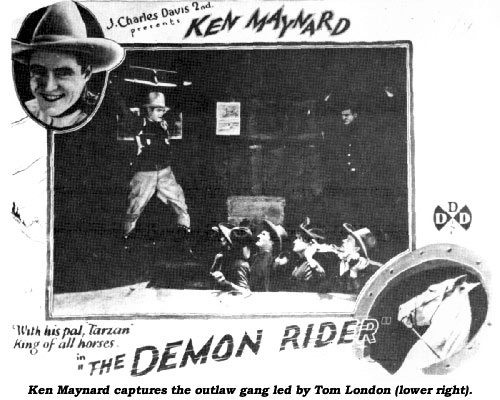 Ken Maynard captures the outlaw gang led by Tom London (lower left).