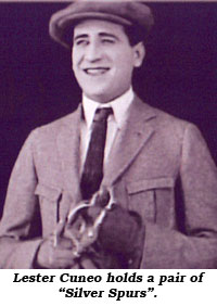 Lester Cuneo holds a pair of "Silver Spurs".