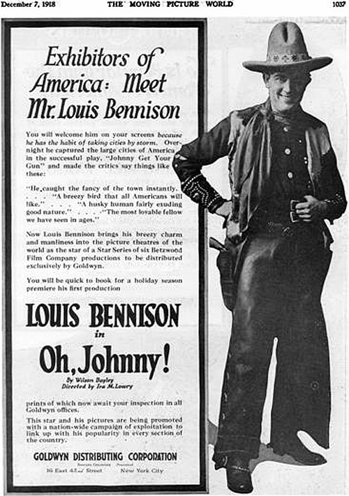 Ad for Louis Bennison in "Oh, Johnny!".