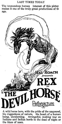 Newspaper ad for "Devil Horse".
