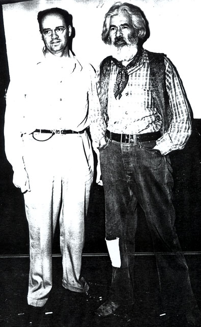 B-western fan Norman Foster with Gabby Hayes backstage at the State Theatre in Winston-Salem, NC, sometime in the mid-'40s.