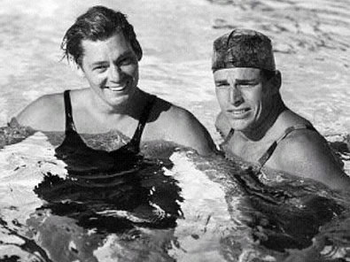 Two swim champs, Johnny Weissmuller and Buster Crabbe. (Thanx to Bobby Copeland.)