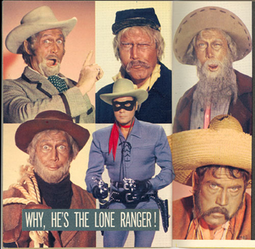 Clayton Moore resorted to a variety of disguises on his “Lone Ranger” TV series. Here’s a montage of those disguises.