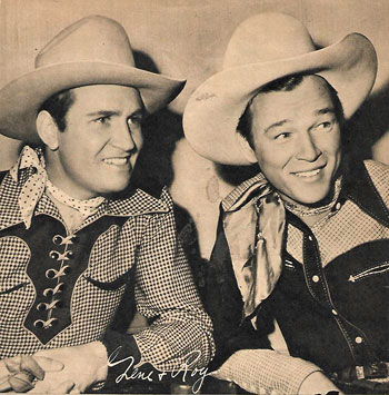 Republic’s two top cowboy stars, Gene Autry and Roy Rogers, in March 1942.