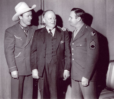 Roy Rogers and Tech Sgt. Autry with ??? Circa 1945.