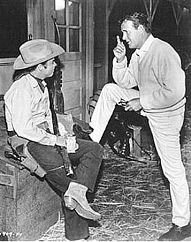 Audie Murphy and Charles Drake during a break from filming “Showdown” 
(‘60 Universal). 