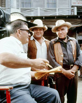 Bill Witney directs an episode of “Bonanza” with Dan Blocker and Lorne Greene. 
(Thanx to Jay Dee Witney.) 