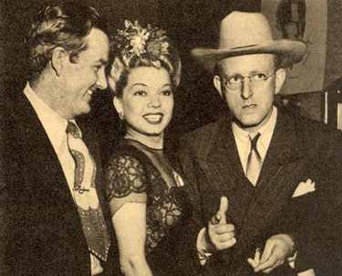 A 1943 night on the town with Jimmy Wakely, singer Frances Langford and 
bandleader Kay Kyser. 