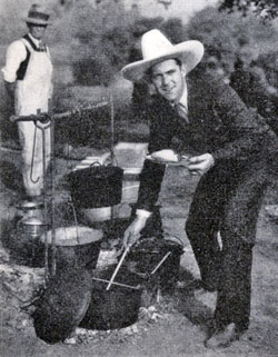 Ken Maynard threw a chuck wagon dinner for 65 celebrities in April of 1930. Guests included Bebe Daniels, Virginia Lee, Robert Armstrong, Ben Lyon, Lew Cody, Al Rogell, Alan Hale, Reginald Denny, among others. 